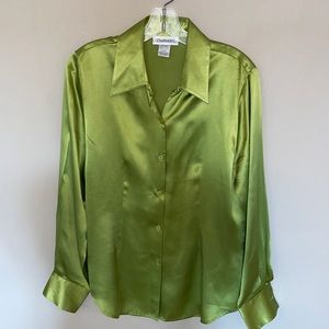 Vintage Chadwick’s 100% silk blouse in citrine green size 10